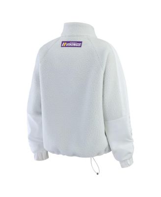 Women's White Minnesota Vikings Polar Fleece Half-Zip Jacket