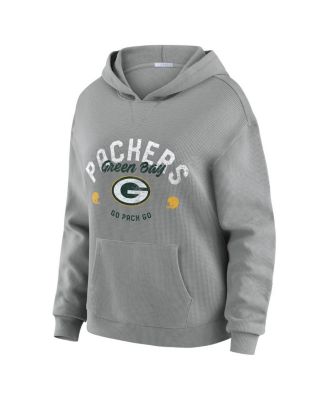 WEAR by Erin Andrews - Women's 2-Piece Gray Green Bay Packers Waffle-Knit Long-Sleeve Hoodie and Lounge Pant Set