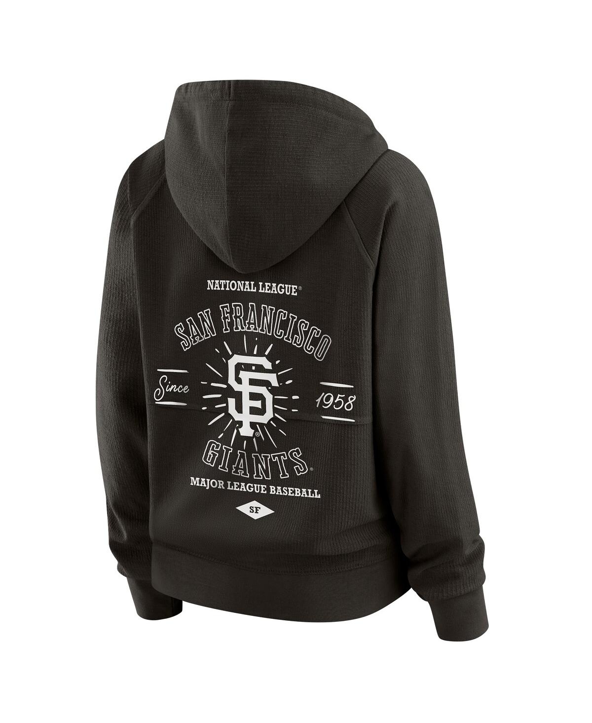 Wear By Erin Andrews Women's Black San Francisco Giants Vintage Full-zip Raglan Hoodie In Black