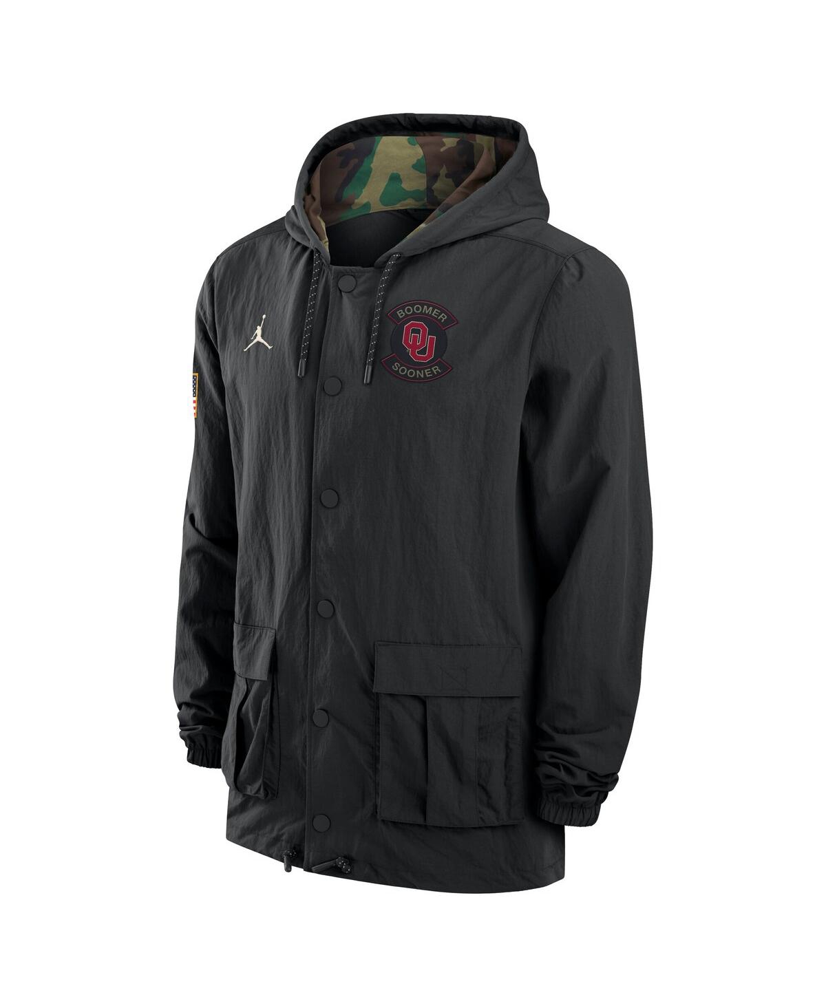 Jordan Men's Black Oklahoma Sooners 2025 Ncaa Military Appreciation Full-Snap Jacket