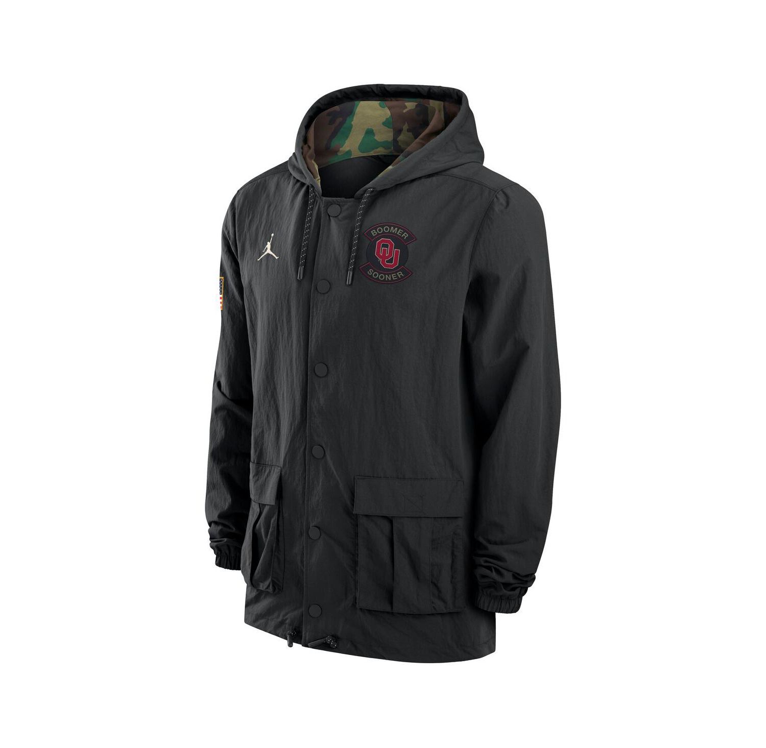 Men's Black Oklahoma Sooners 2025 NCAA Military Appreciation Full-Snap Jacket