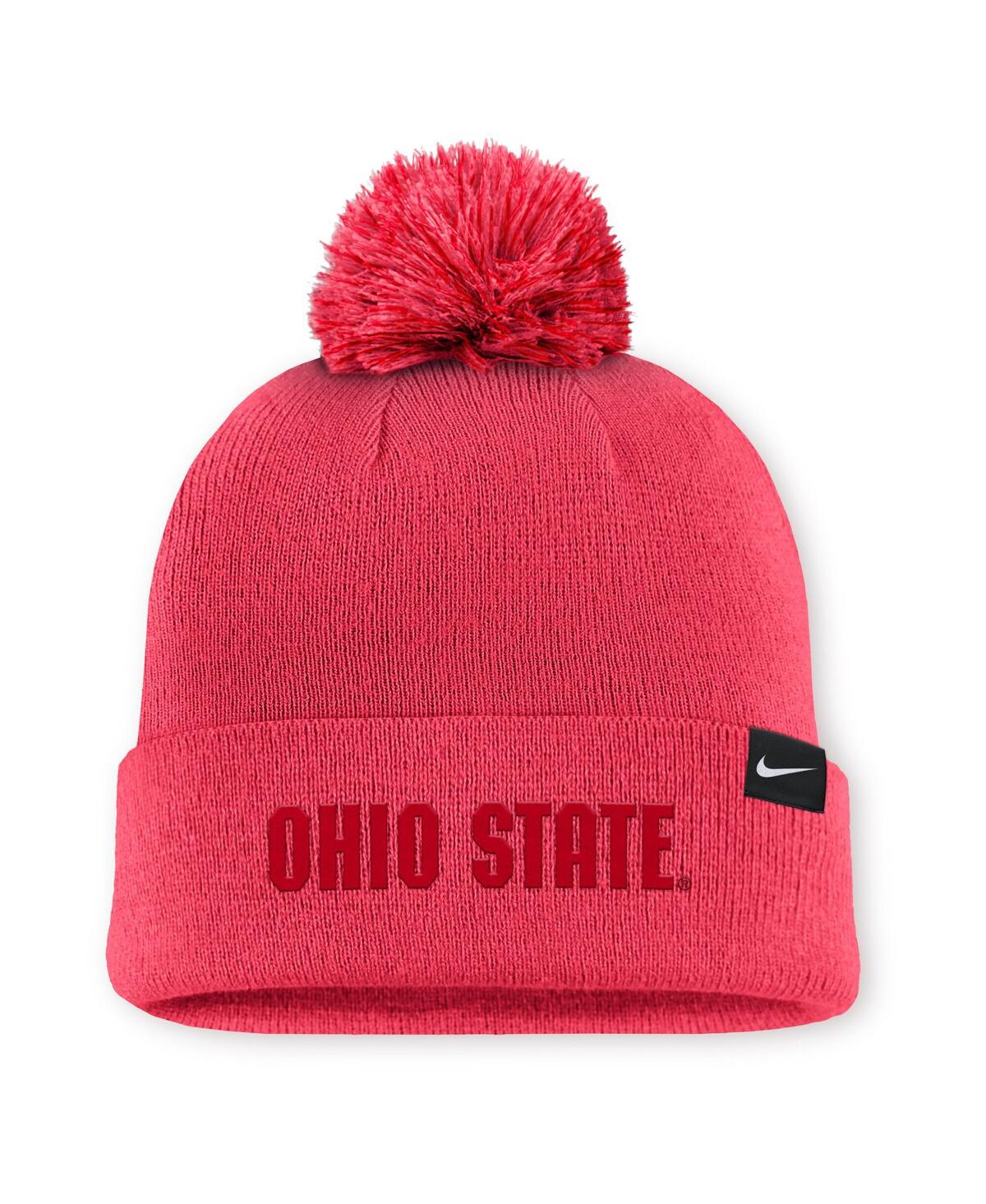 Nike Men's Scarlet Ohio State Buckeyes Primetime Peak Campus Cuffed Pom with Knit Hat