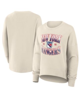 Women's Cream New York Rangers Oversized Vintage Slice Pullover Sweatshirt