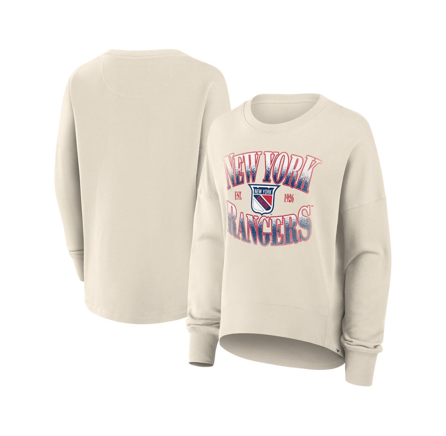 Women's Cream New York Rangers Oversized Vintage Slice Pullover Sweatshirt