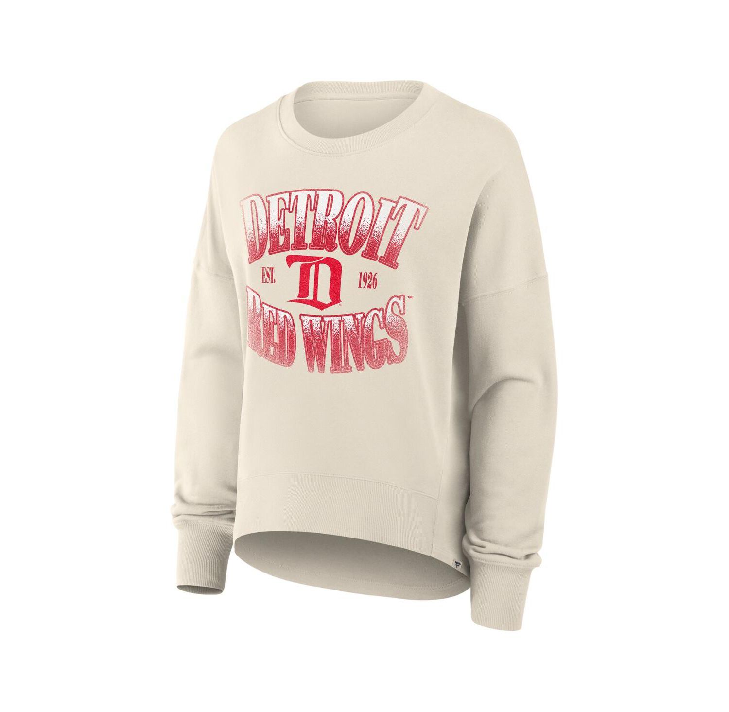 Women's Cream Detroit Red Wings Oversized Vintage Slice Pullover Sweatshirt