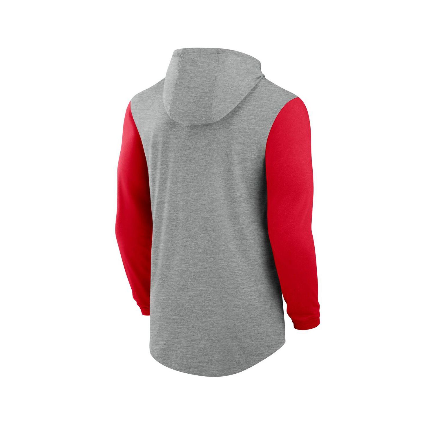 Men's Gray/Scarlet Ohio State Buckeyes Basketball Color-Block Tri-Blend Dri-FIT Long Sleeve Hoodie T-Shirt