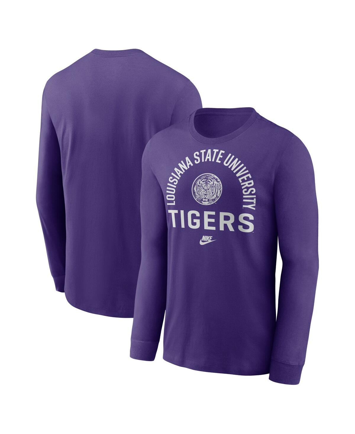 Nike Men's Purple Lsu Tigers Legacy Arched Logo Long Sleeve T-Shirt