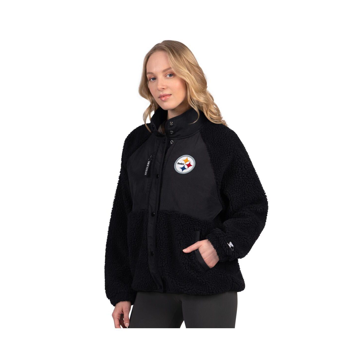 Женская куртка Starter Black Pittsburgh Steelers On the Ball Sherpa — фото 1