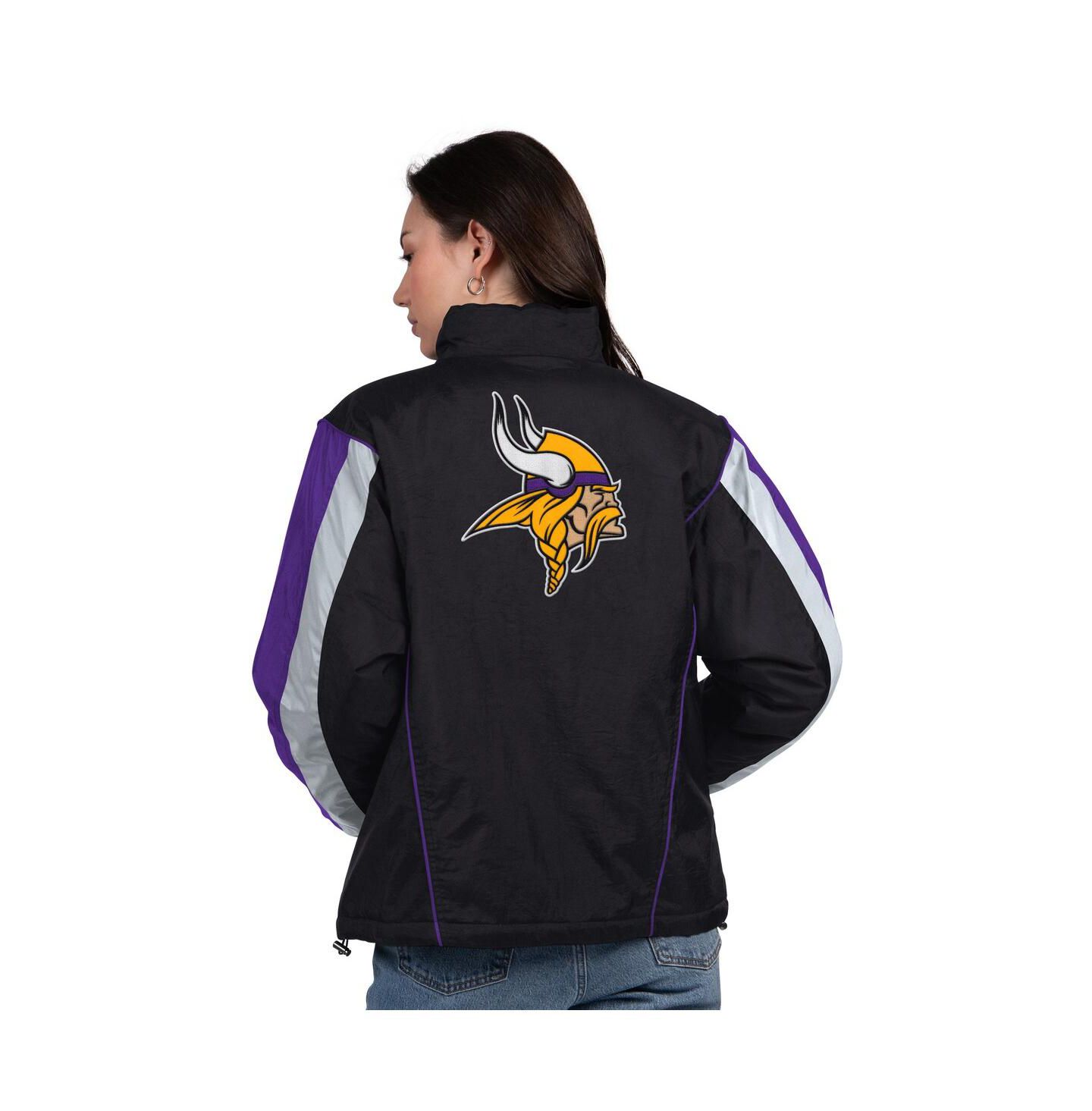 Женская куртка Starter Black/Purple Minnesota Vikings Thursday Night Gridiron Half-Zip — фото 2