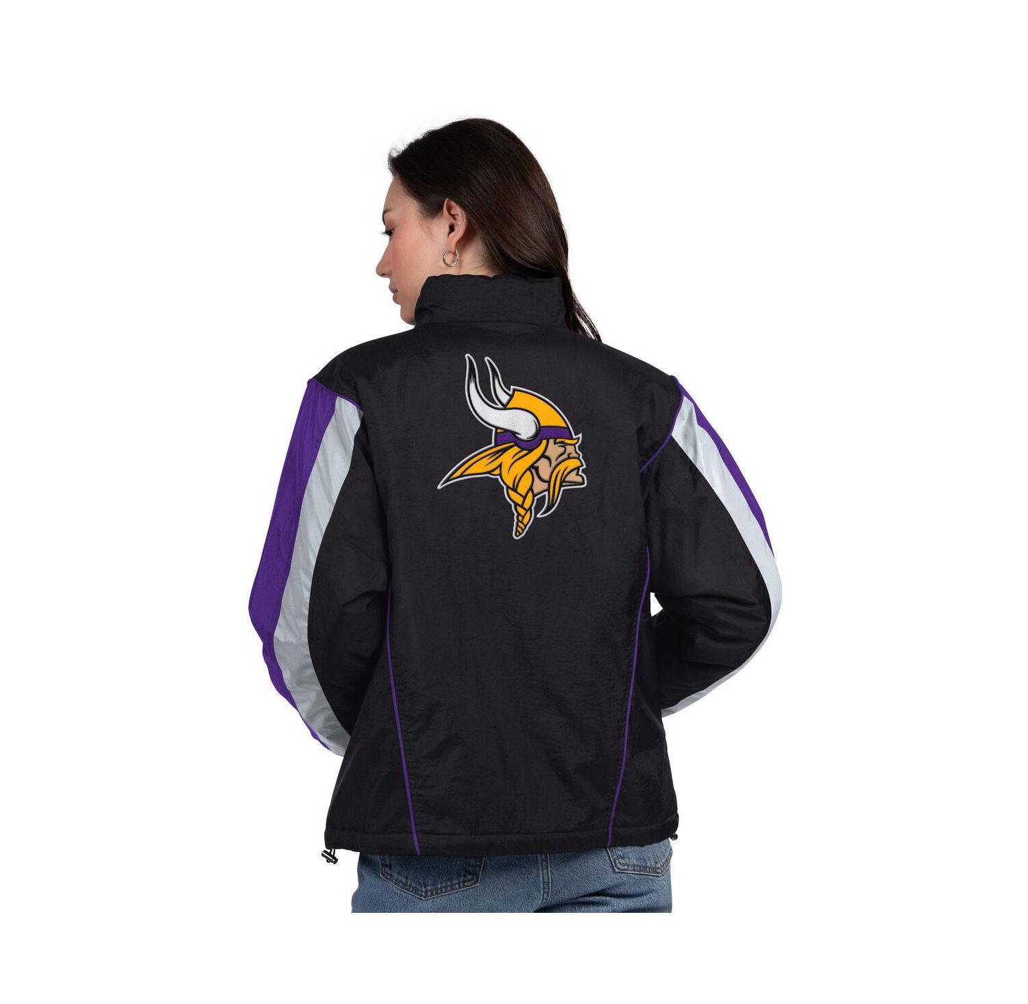 Women's Black/Purple Minnesota Vikings Thursday Night Gridiron Half-Zip Jacket