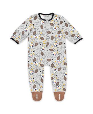 Baby Boys and Girls Newborn 2-Piece Pittsburgh Steelers Sleep and Play Full-Zip Sleeper Bib Set