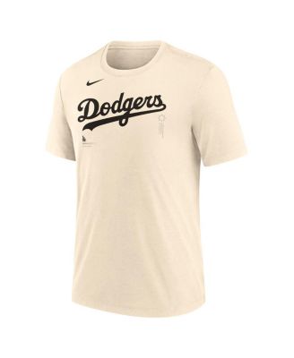Men's Natural Los Angeles Dodgers Wordmark Tri-Blend T-Shirt