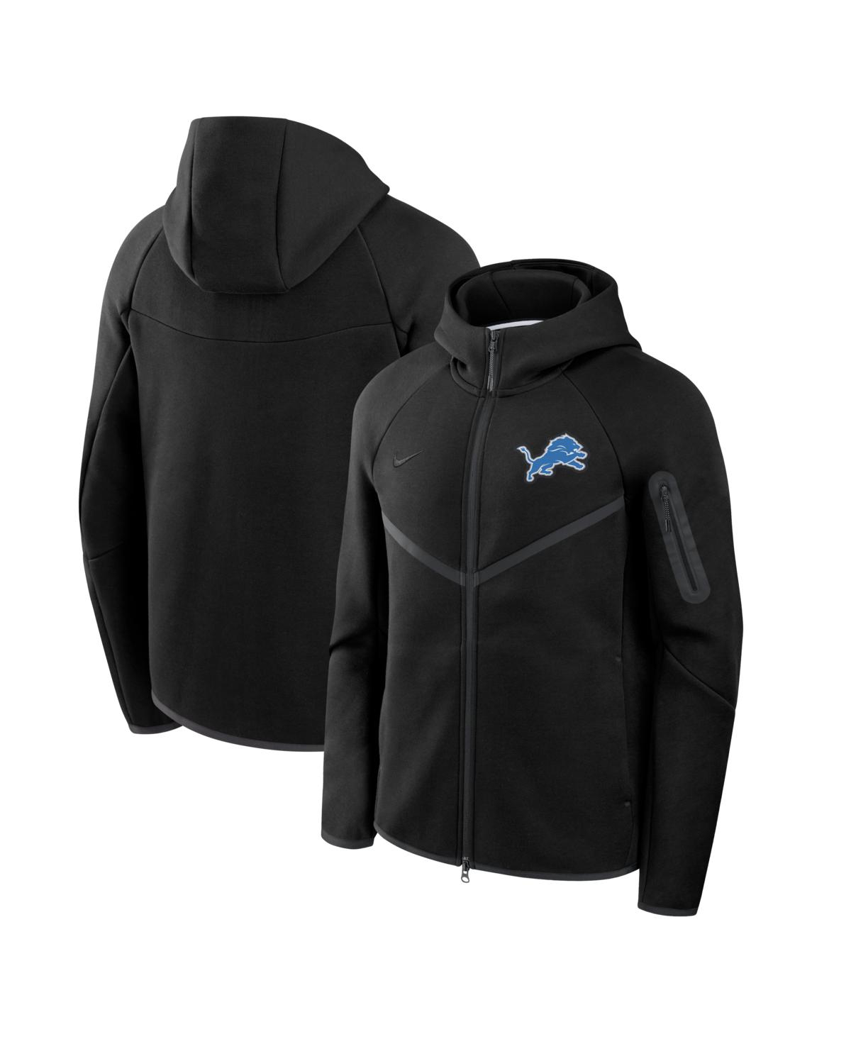 Nike Men's Black Detroit Lions Tech Fleece Full-Zip Windrunner Hoodie
