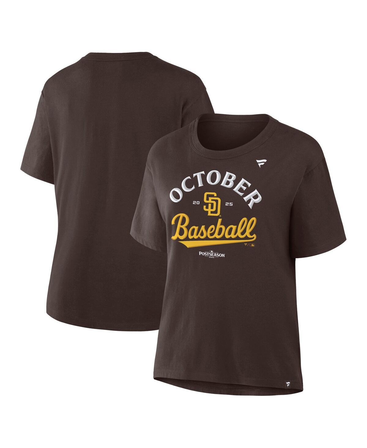Fanatics Women's Brown San Diego Padres 2025 Mlb Postseason Locker Room T-Shirt