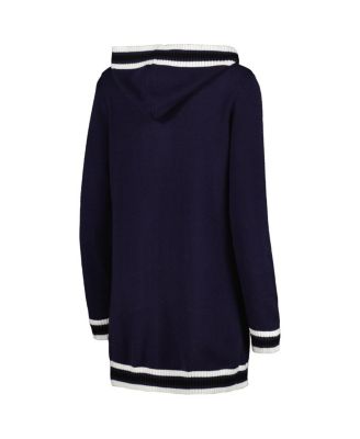 Women's Navy Penn State Nittany Lions One More Round Tri-Blend Striped Cardigan Sweater