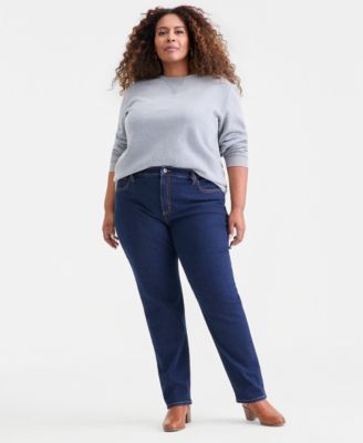 Style & Co Plus Size High-Rise Straight-Leg Jeans, Exclusively at Macy's