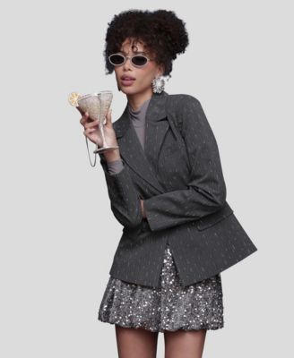 Pinstripe Long-Sleeve Blazer