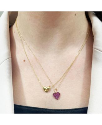 Gold Puffy Heart Necklace 14K Gold