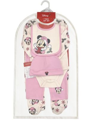 Baby Girls' Minnie Mouse Coverall, Bodysuit, Cap, Bib and Pants, 5-Piece Set