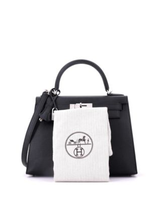  Kelly 28 Handbag Black Epsom with Palladium Hardware