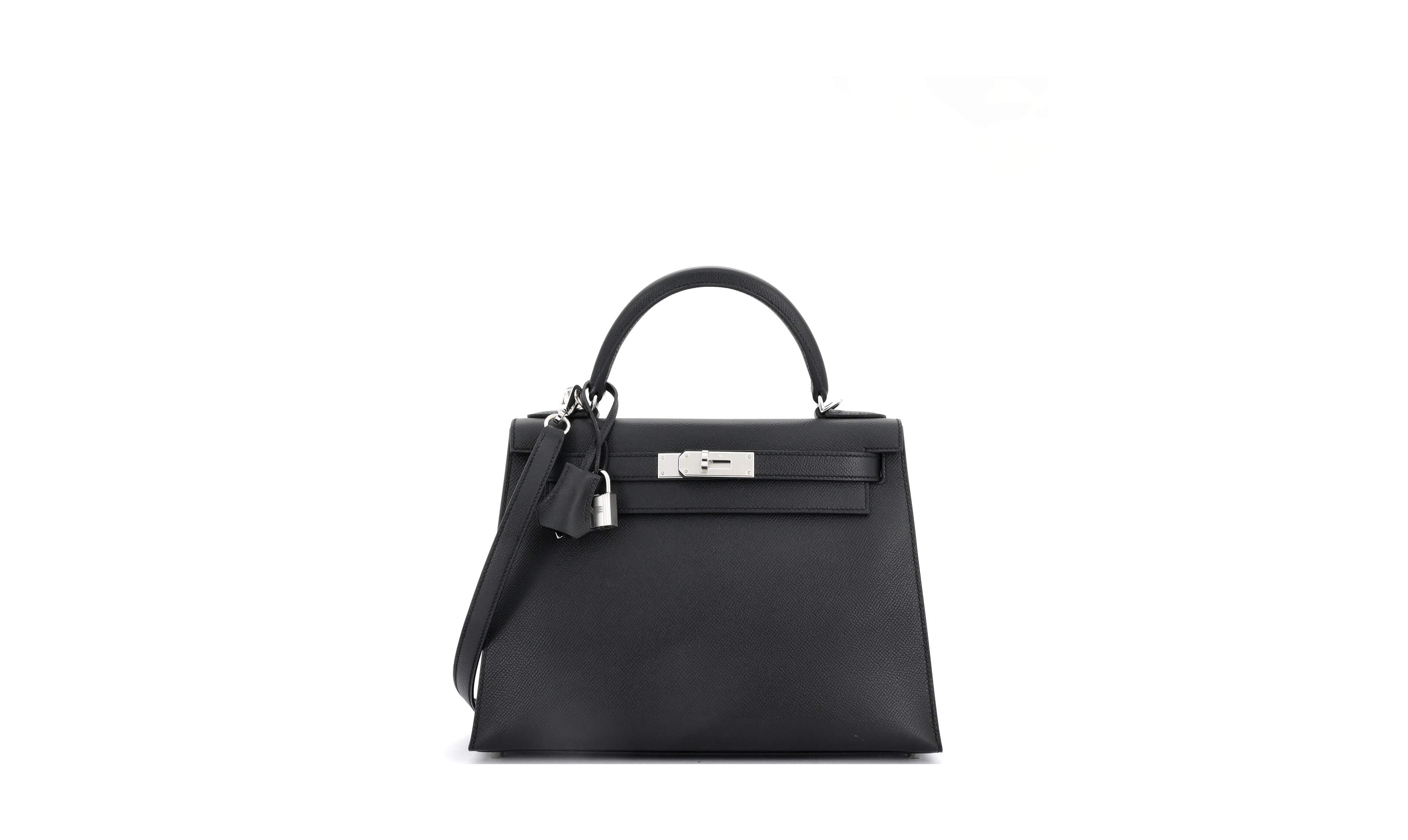 Pre-Owned Hermes Kelly Handbag Epsom with Palladium Hardware