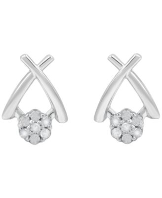 Diamond Back Post Earrings (1/10 ct. t.w.) in Sterling Silver
