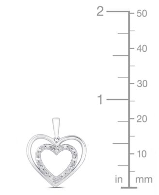 Diamond Double Heart Pendant Necklace (1/10 ct. t.w.) in Sterling Silver