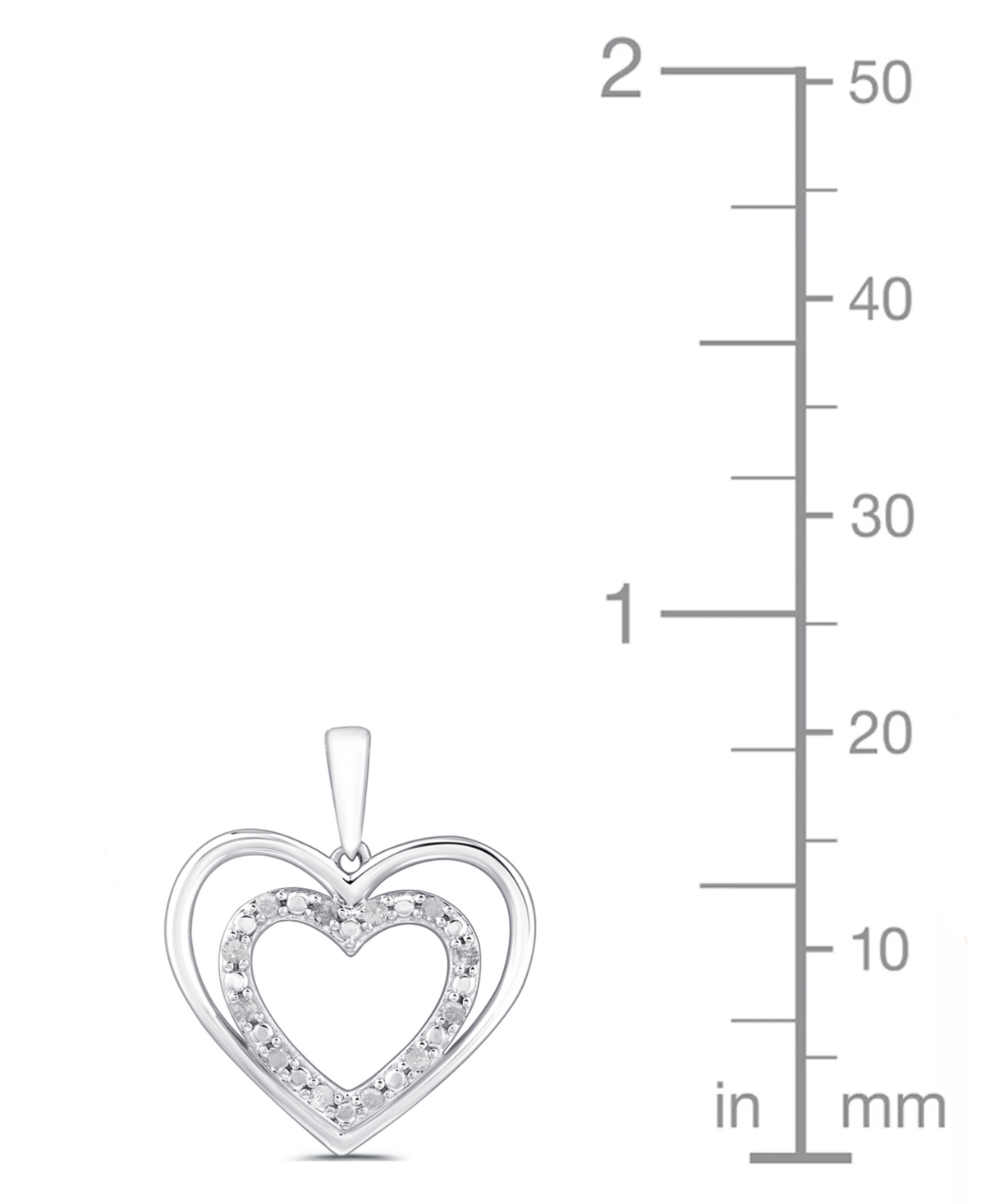Macy's Diamond Double Heart Pendant Necklace (1/10 ct. t.w.) in Sterling Silver