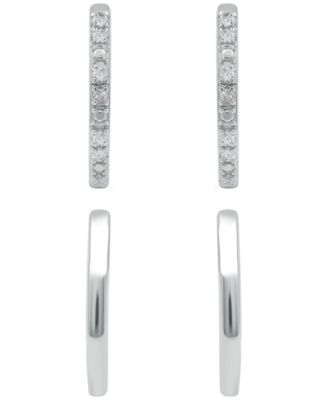 2-Pc. Diamond Hoop Earrings Set (1/6 ct. t.w.) in Sterling Silver