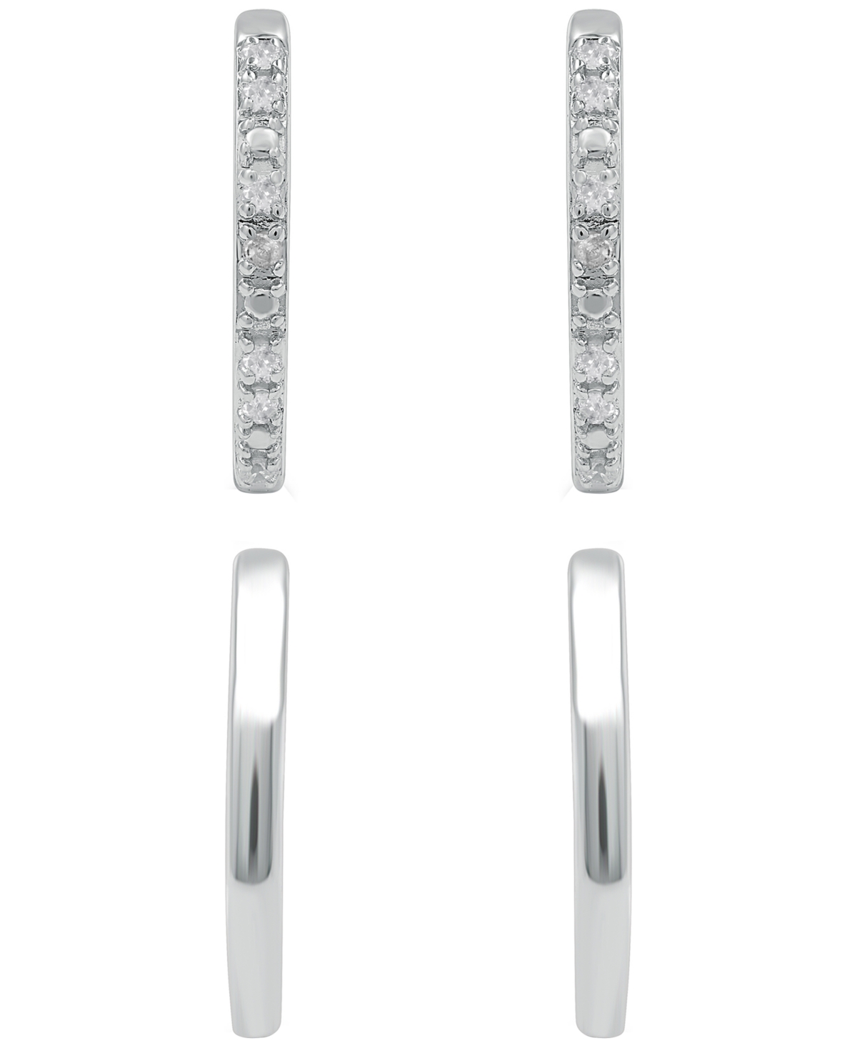Macy's 2-Pc. Diamond Hoop Earrings Set (1/6 ct. t.w.) in Sterling Silver