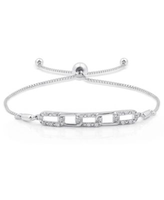 Macy's - Diamond Oblong Link Bracelet (1/6 ct. t.w.) in Sterling Silver