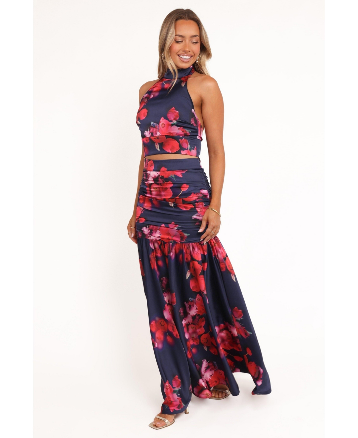 Petal and Pup Women's Freda Halter Skirt Set - Navy Floral