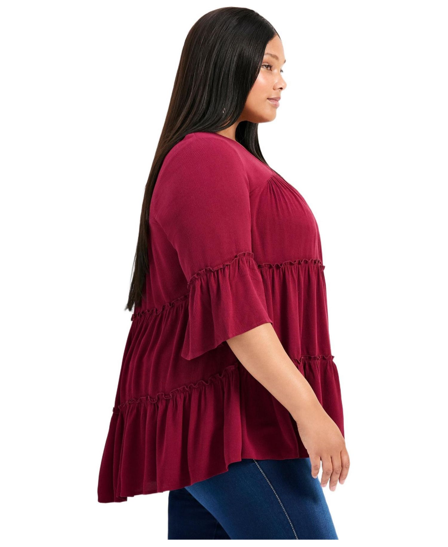 Women's Plus Size Amy Tiered Bell Sleeve Blouse
