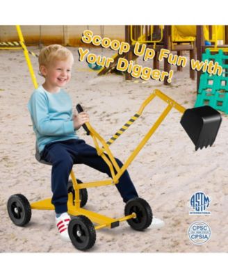 Sand Digger for Kids Sandbox Toy Digger with 2-Handed Controls and Flexible Shovel