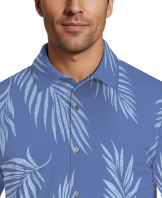 Men's Botanical Print Short-Sleeve Button-Down Woven Golf Shirt