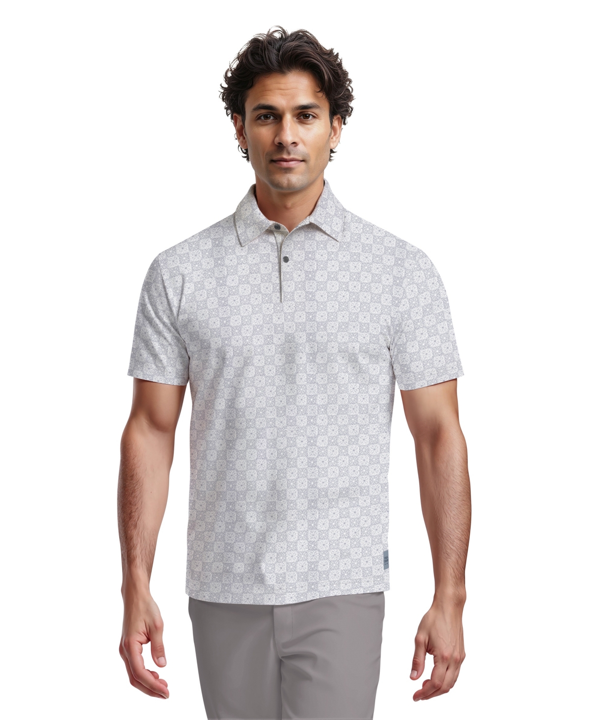 Pga Tour Men's All-Over Batik Geometric Print Short-Sleeve Golf Polo Shirt