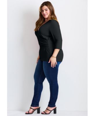 Women's Side Ruched Faux Wrap Top