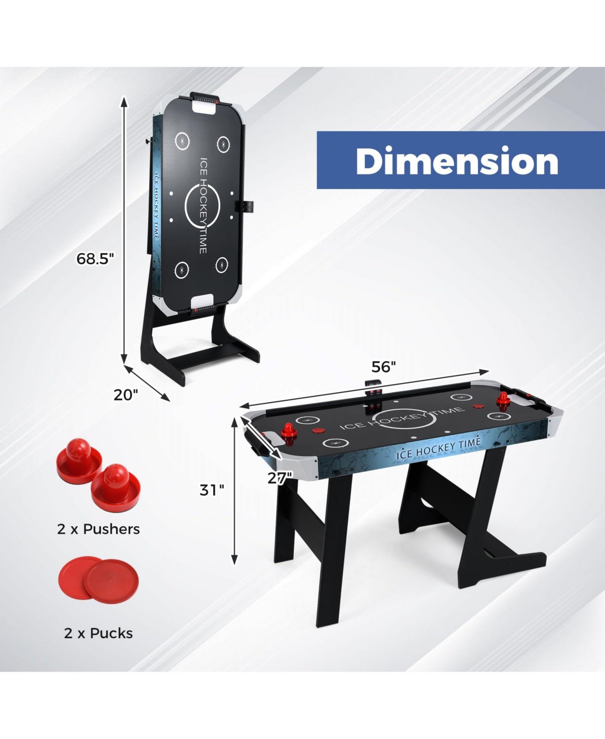 56 Inch Air Hockey Table with Powerful 12V Motor and Led Digital Scoreboard