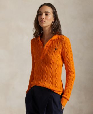 Polo Ralph Lauren - Women's Cable-Knit Long-Sleeve Polo Shirt