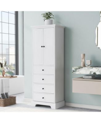 2-Door 4-Drawer MDF Cabinet with Adjustable Shelf & Anti-Tip Design – Modern Storage Organizer