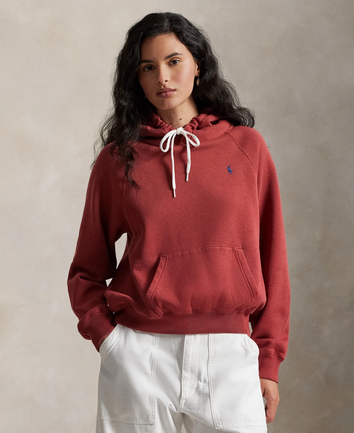 Polo Ralph Lauren Women's Shrunken Fit Fleece Hoodie Sweatshirt In Red