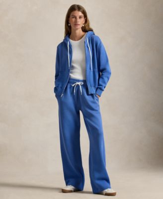 Women's Drawstring Fleece Wide-Leg Sweatpant