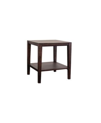 Fall River Solid Sheesham Wood End Table, Gray