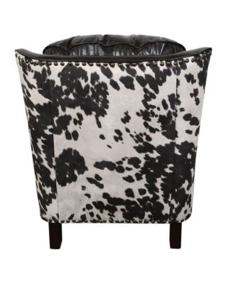Wrangler Leather-look & Cow Pattern Accent Chair, Brown