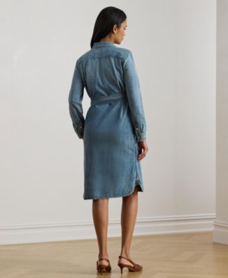 Women's Long-Sleeve Belted Shirtdress
