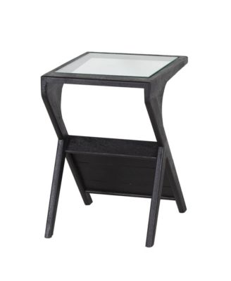 Canberra Solid Mango Wood End Table, Black