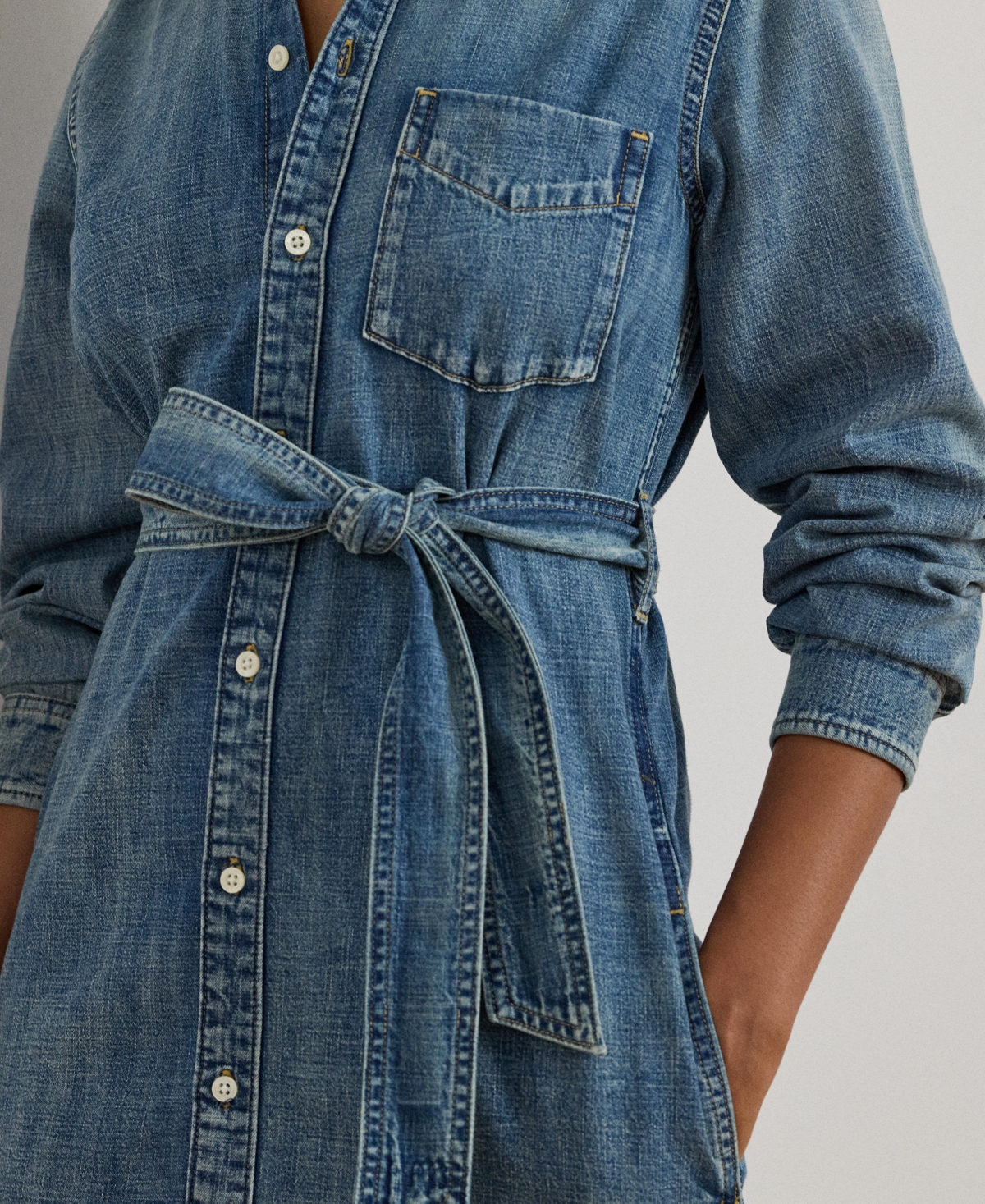 Lauren Ralph Women's Long-Sleeve Belted Shirtdress