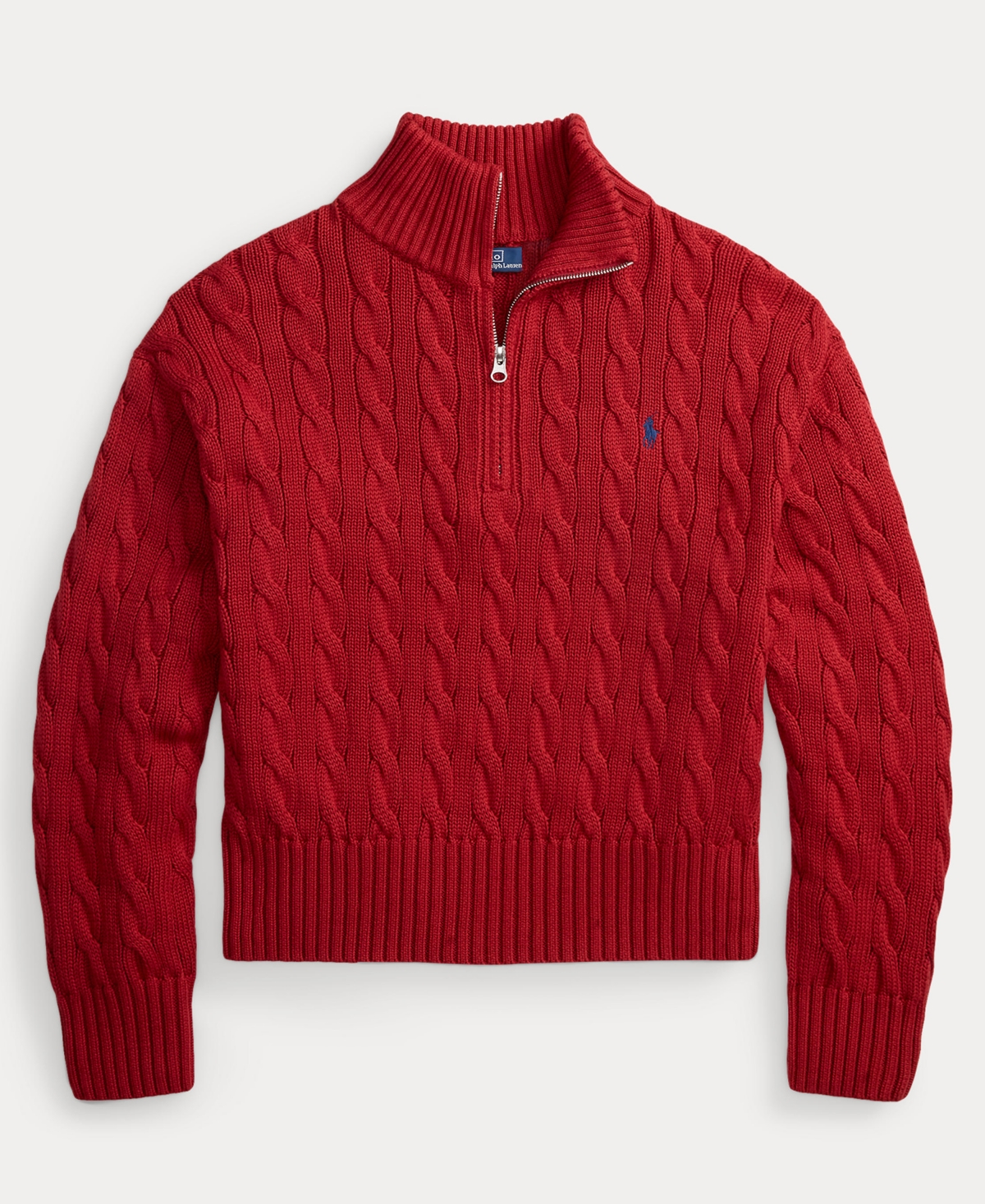Polo Ralph Lauren Women's Cable-knit Cotton Quarter-zip Sweater In Red