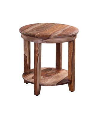 Sonora Solid Sheesham Wood Round End Table, Brown