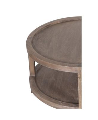 Lowell Solid White Oak Wood Coffee Table, Brown